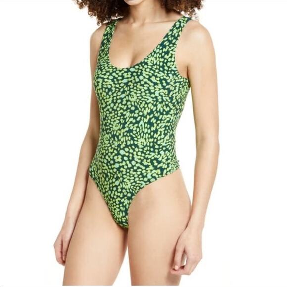 NWT Nordstrom LEITH green gables animalia thong bodysuit animal print sz small - Picture 2 of 8